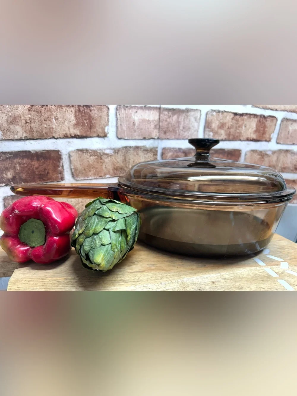Vintage CORNING PYREX VISIONS france FRY pan& lid / TEFLON COATED 2.5 QT 10X3